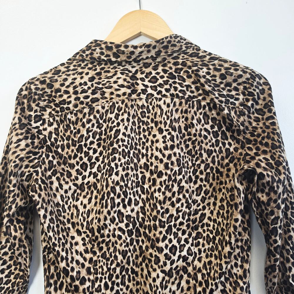 Lauren Ralph Lauren Leopard Print Button Up Shirt Sz Small Animal Print LRL - Picture 6 of 8